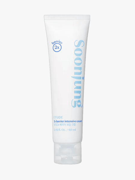 Etude Soonjung 2x Barrier Intensive Cream in branded tube component on a light gray background
