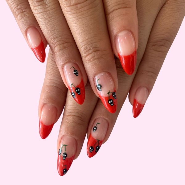Halloween nail art ideas for cherry skulls